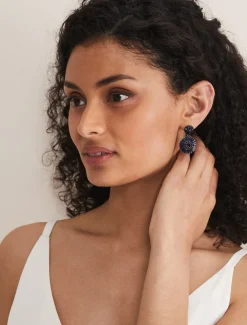 Round Stone Drop Earring