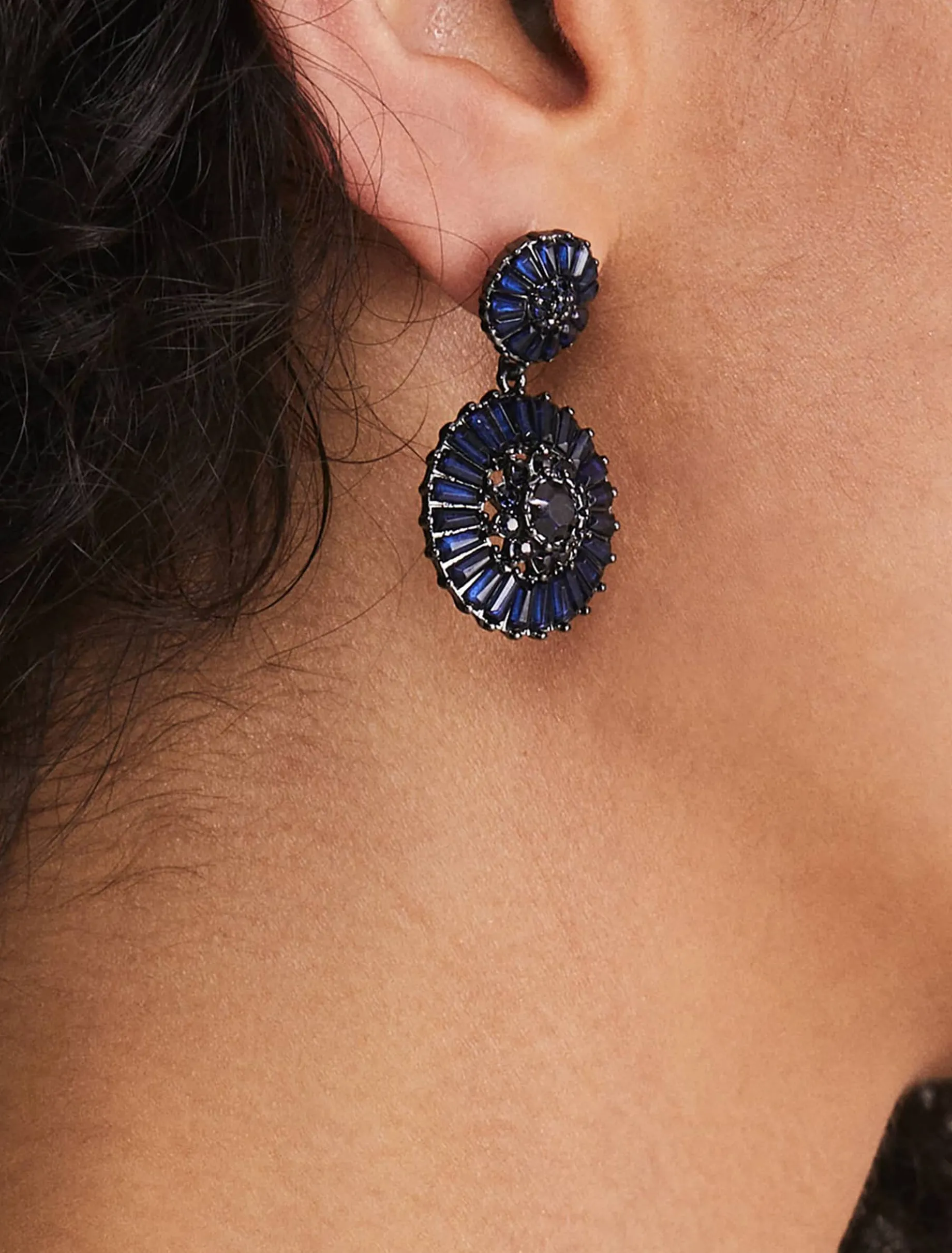 Round Stone Drop Earring