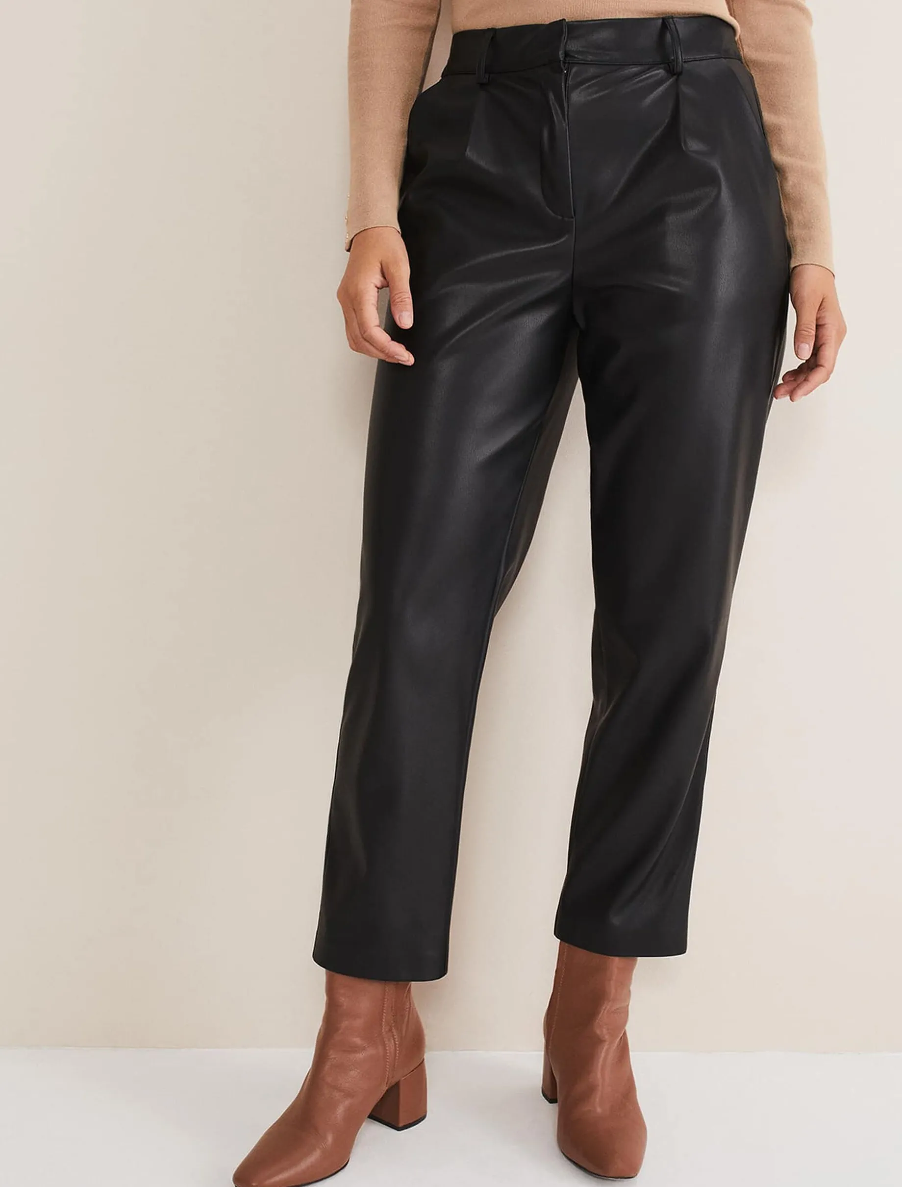 Rya Pleather Straight Leg Trouser
