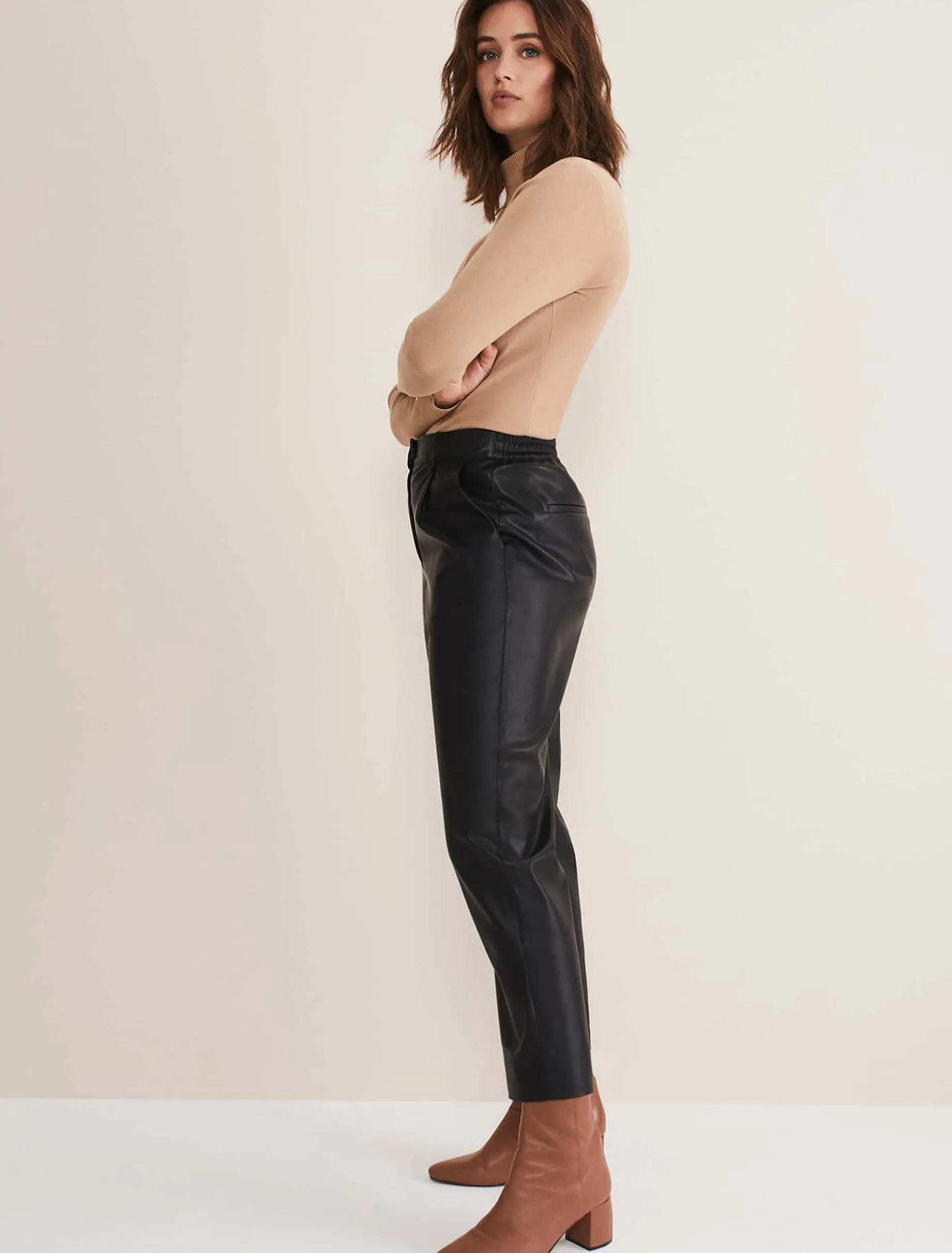 Rya Pleather Straight Leg Trouser