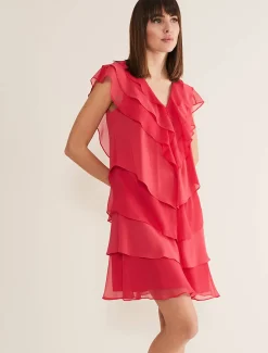 Sage Pleated Ruffle Mini Dress