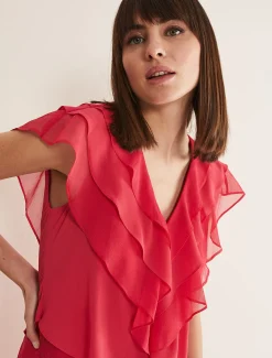 Sage Pleated Ruffle Mini Dress
