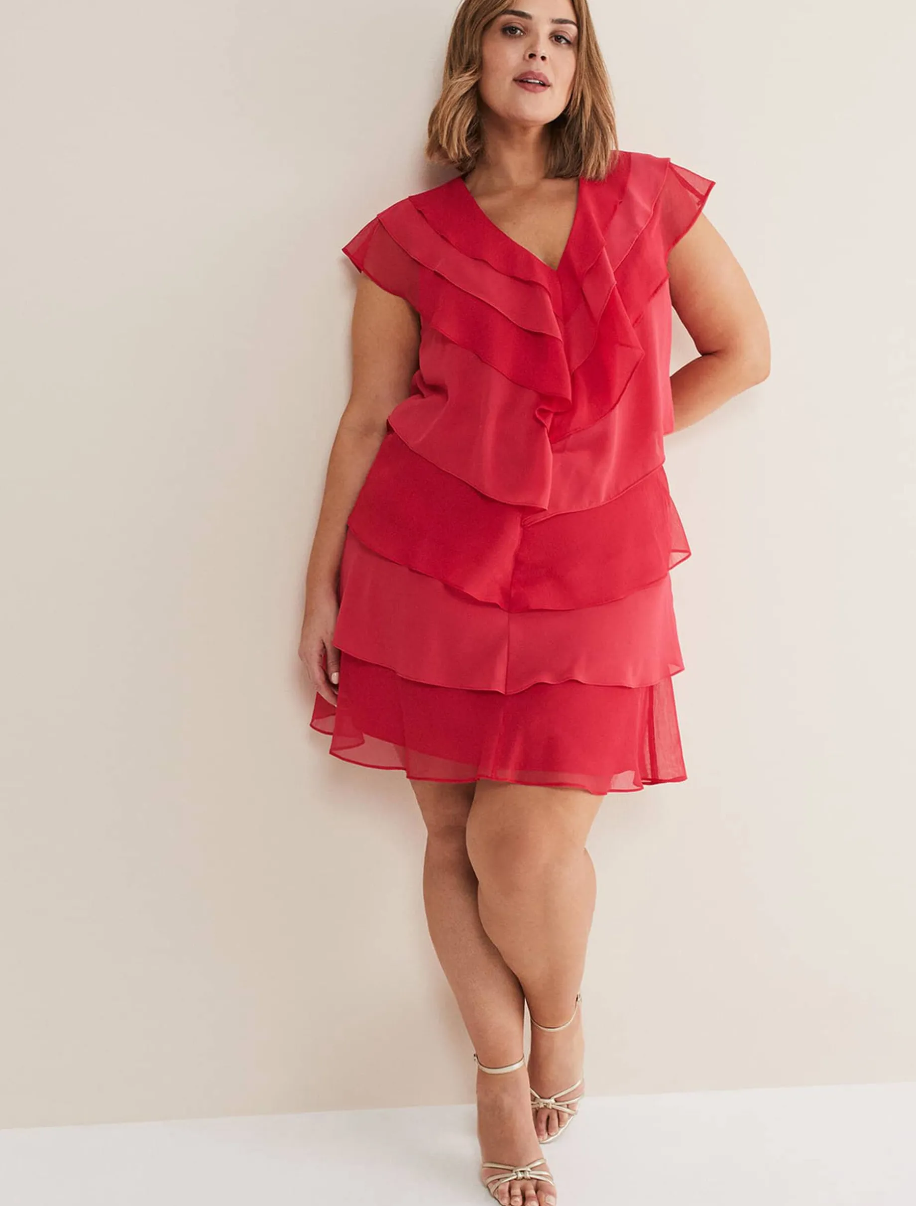 Sage Pleated Ruffle Mini Dress