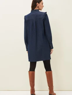 Saige Denim Frill Detail Dress