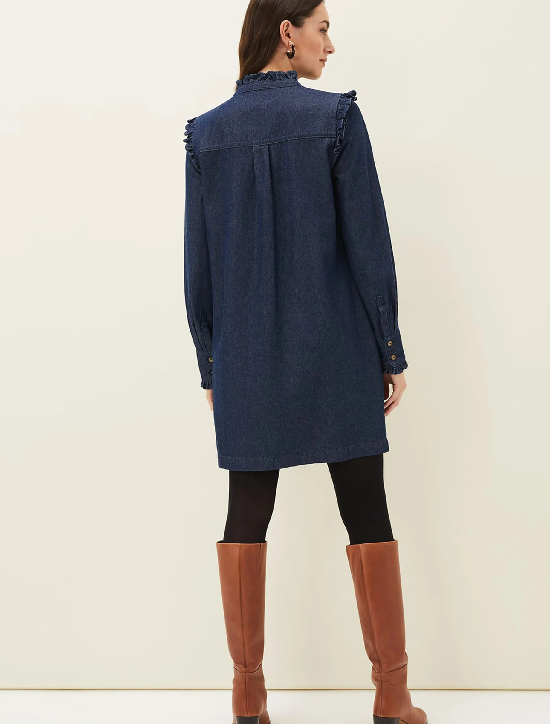 Saige Denim Frill Detail Dress