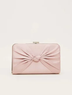 Satin Knot Front Box Clutch