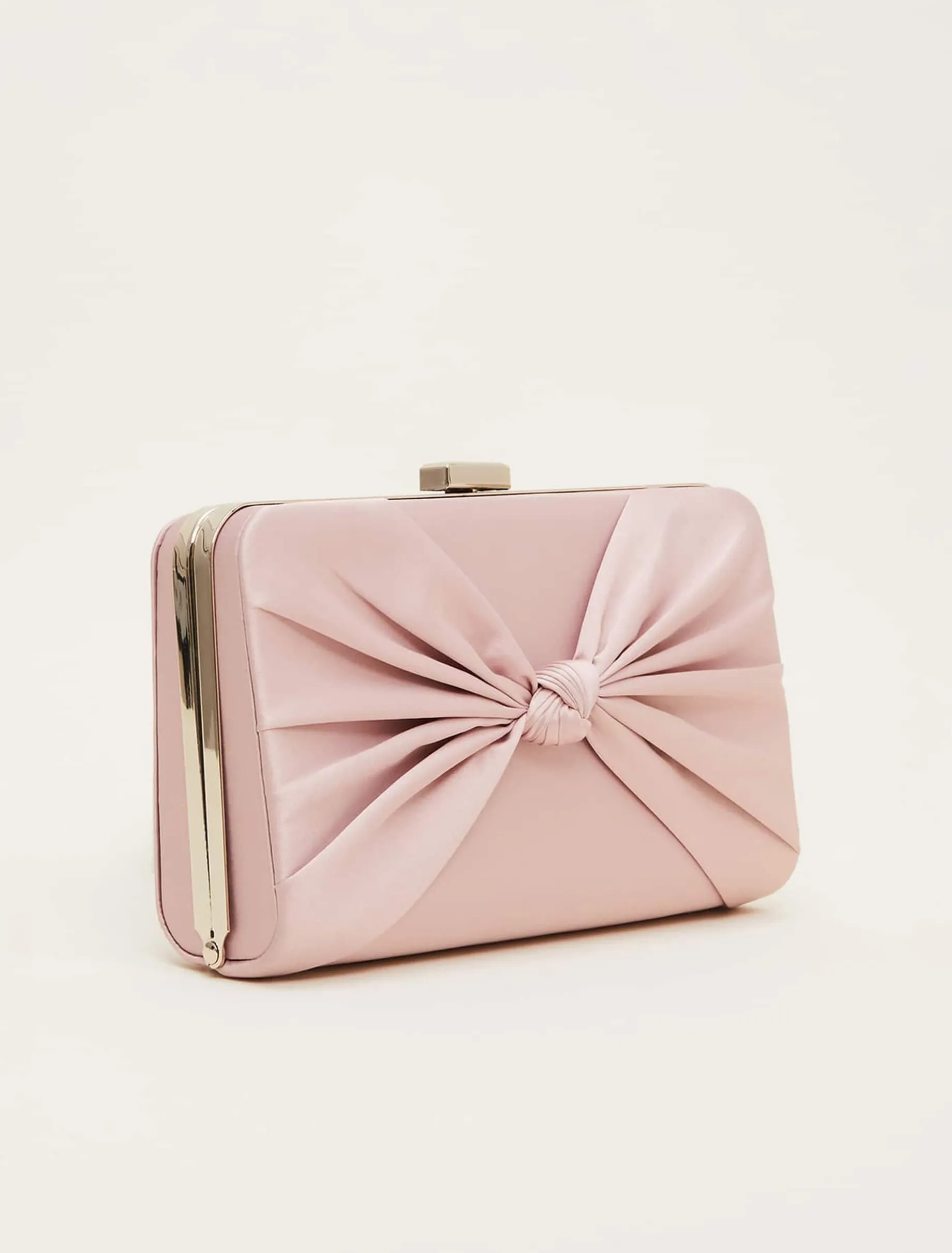 Satin Knot Front Box Clutch
