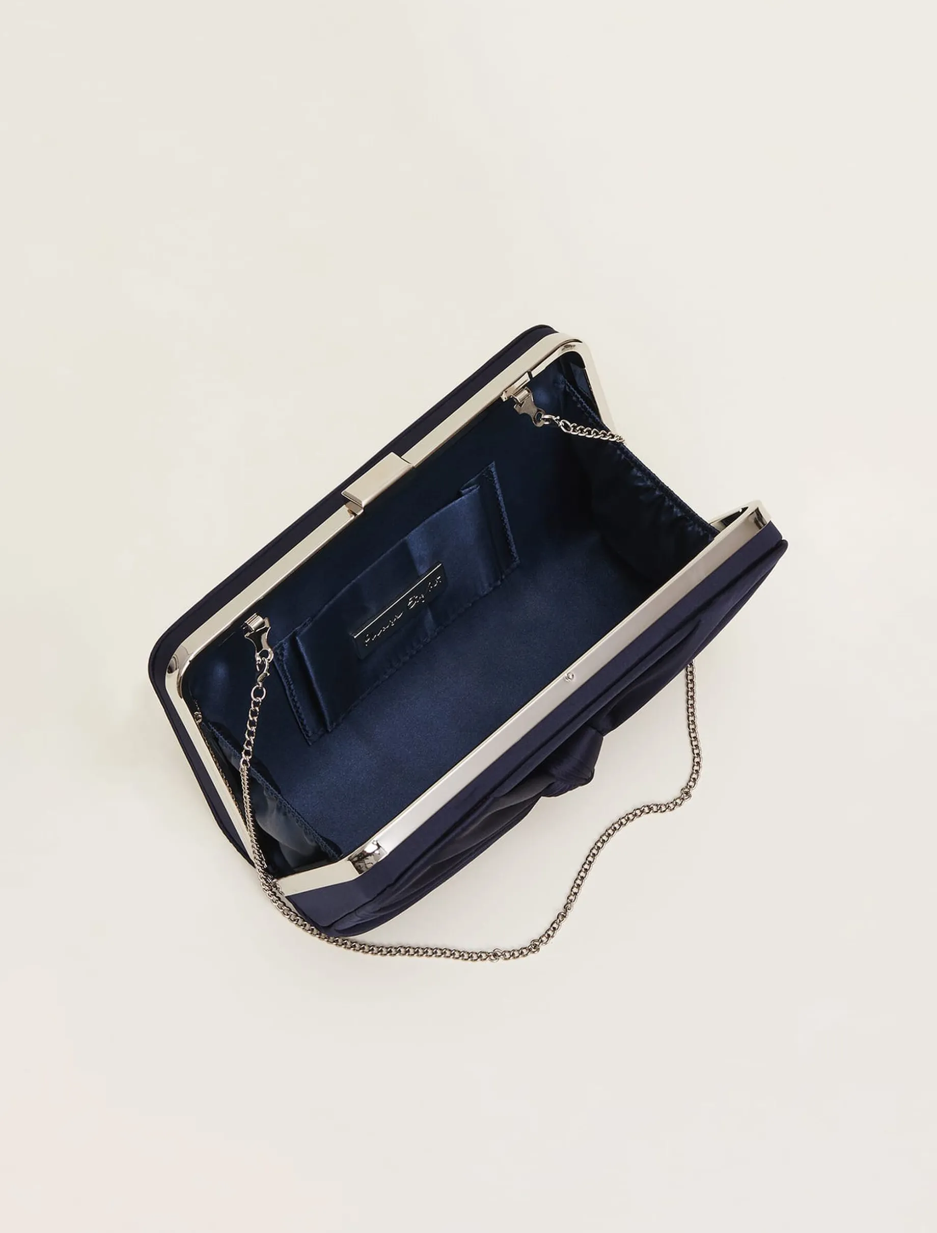 Satin Knot Front Box Clutch