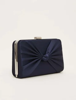 Satin Knot Front Box Clutch