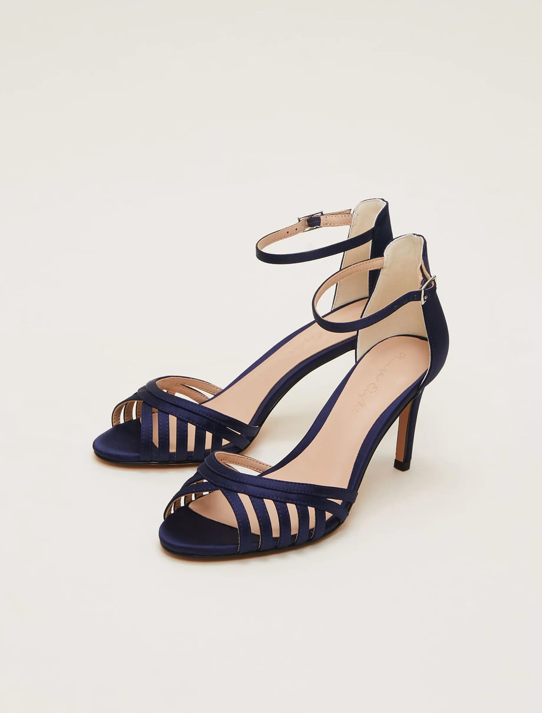 Satin Strappy Heeled Sandals
