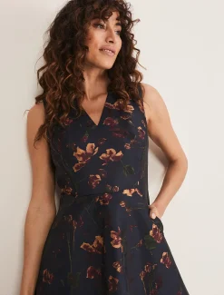 Savannah Jacquard Floral Fit And Flare Dress