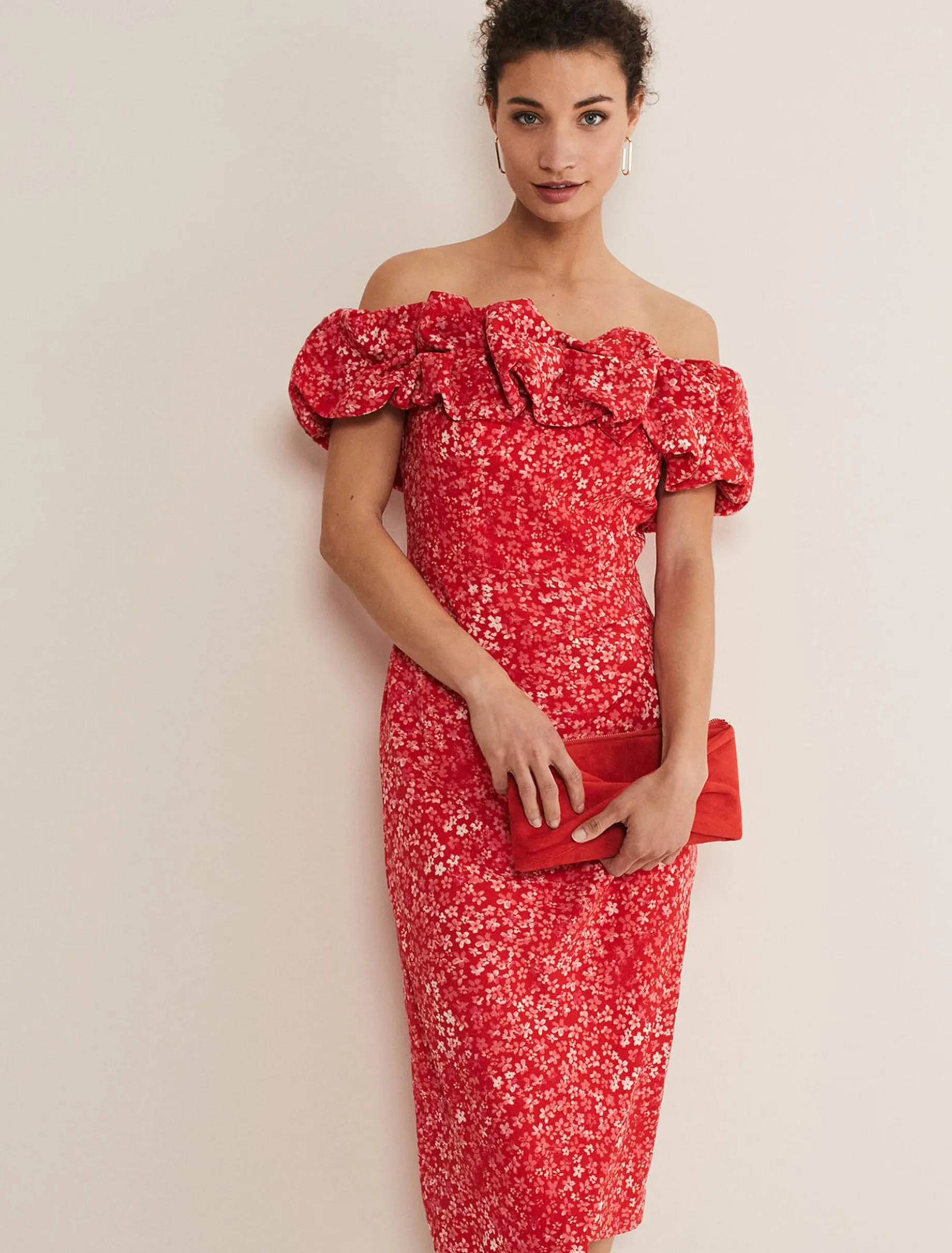 Senita Off Shoulder Ditsy Dress
