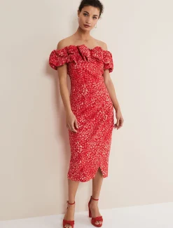 Senita Off Shoulder Ditsy Dress