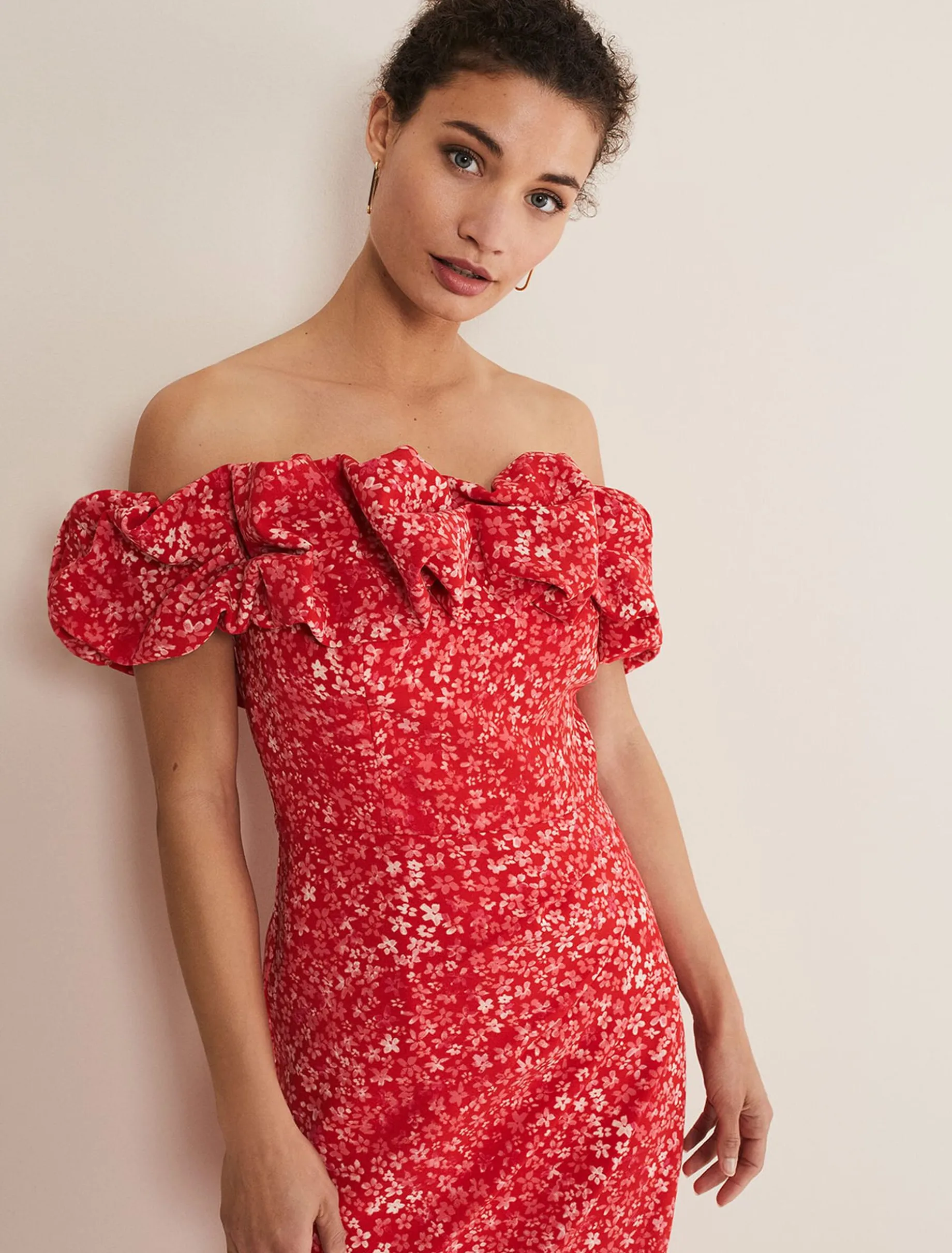 Senita Off Shoulder Ditsy Dress