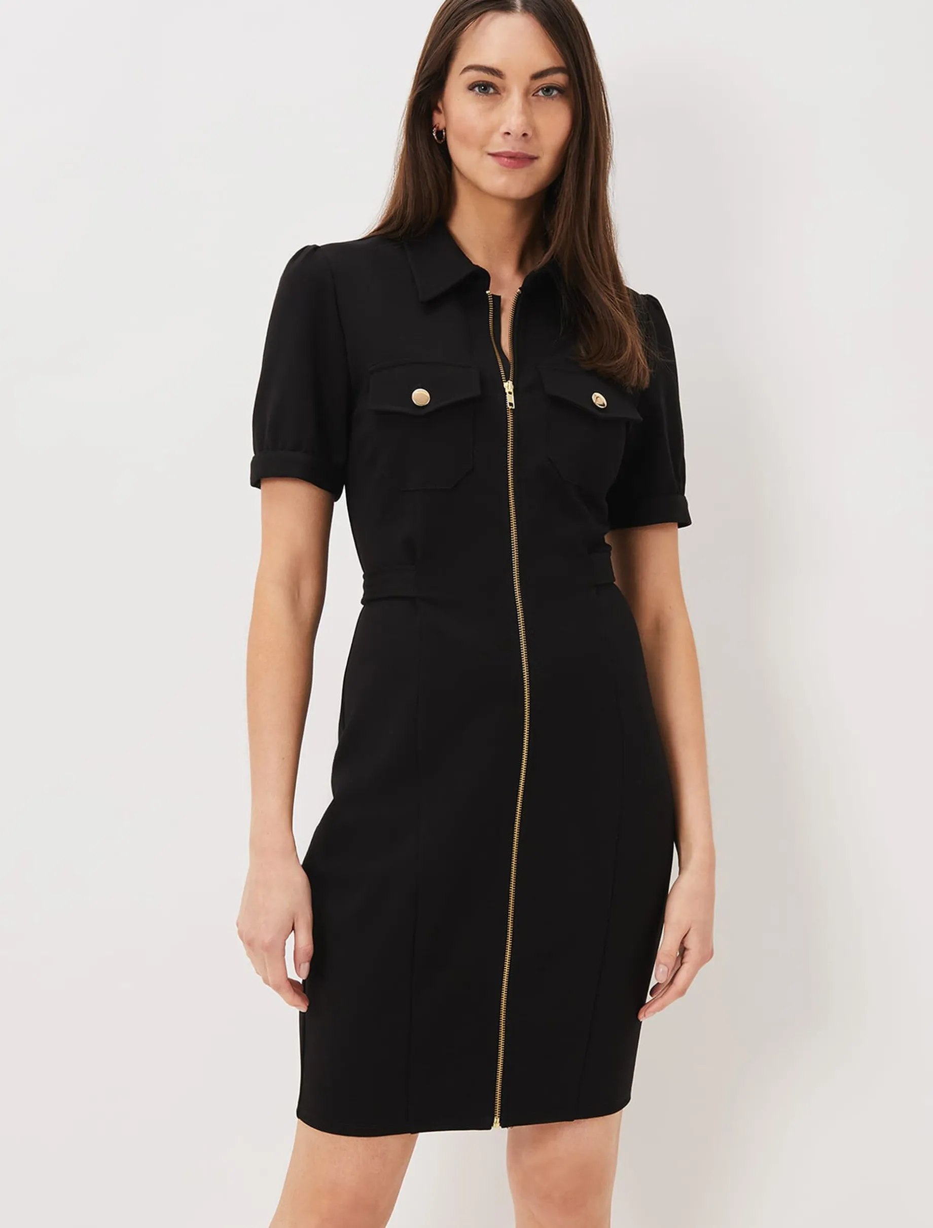Shaden Zip Front Ponte Dress