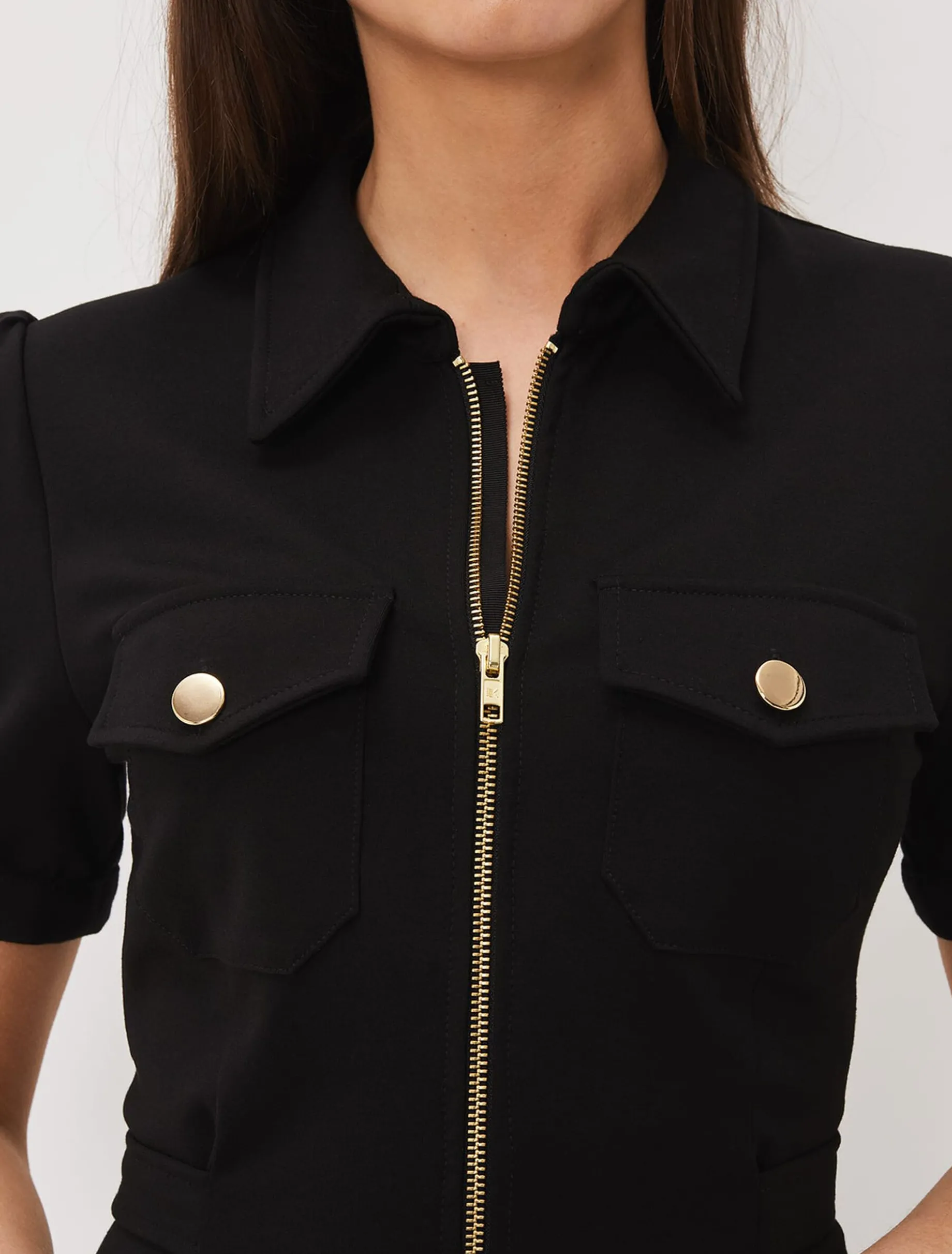 Shaden Zip Front Ponte Dress