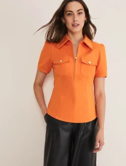 Shaden Zip Front Ponte Top