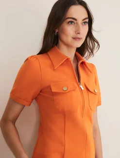 Shaden Zip Front Ponte Top