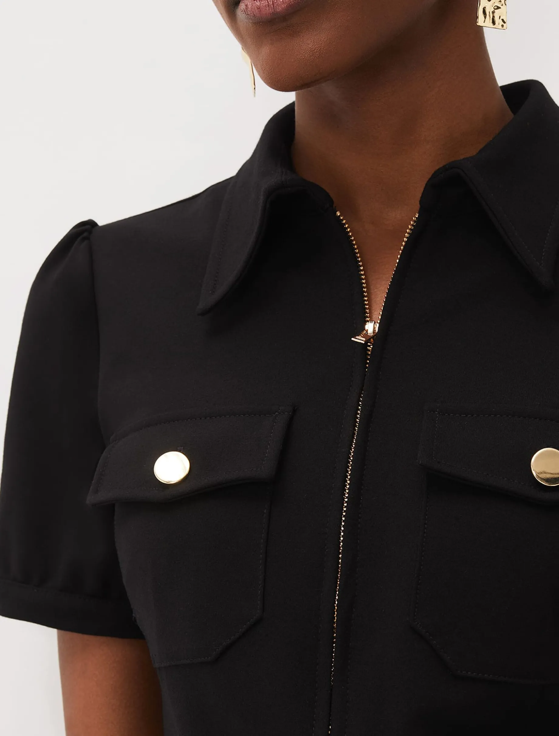 Shaden Zip Front Ponte Top