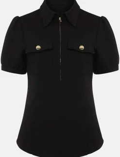 Shaden Zip Front Ponte Top