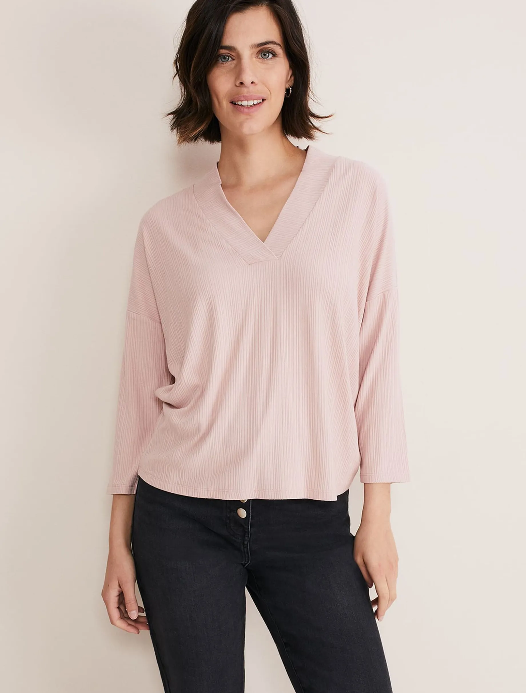 Shellie Textured V Neck Top
