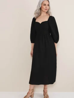 Shola Linen Ruched Bodice Dress