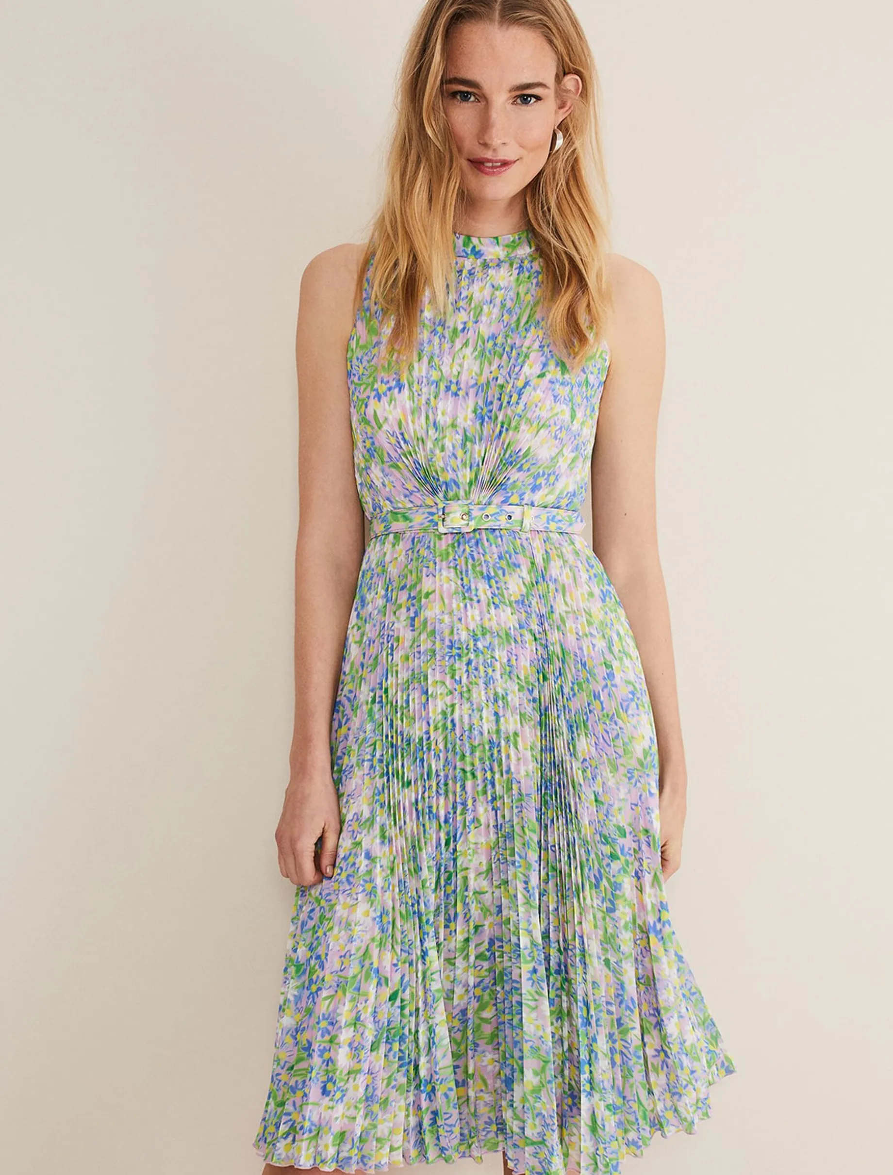 Simara Daisy Pleated Midi Dress