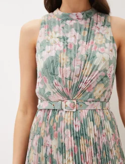 Simara Floral Pleated Dress