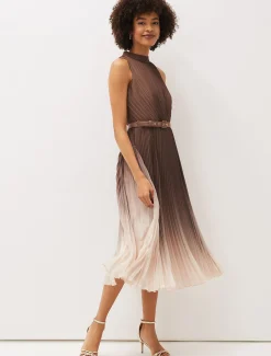 Simara Ombre Pleated Halterneck Dress
