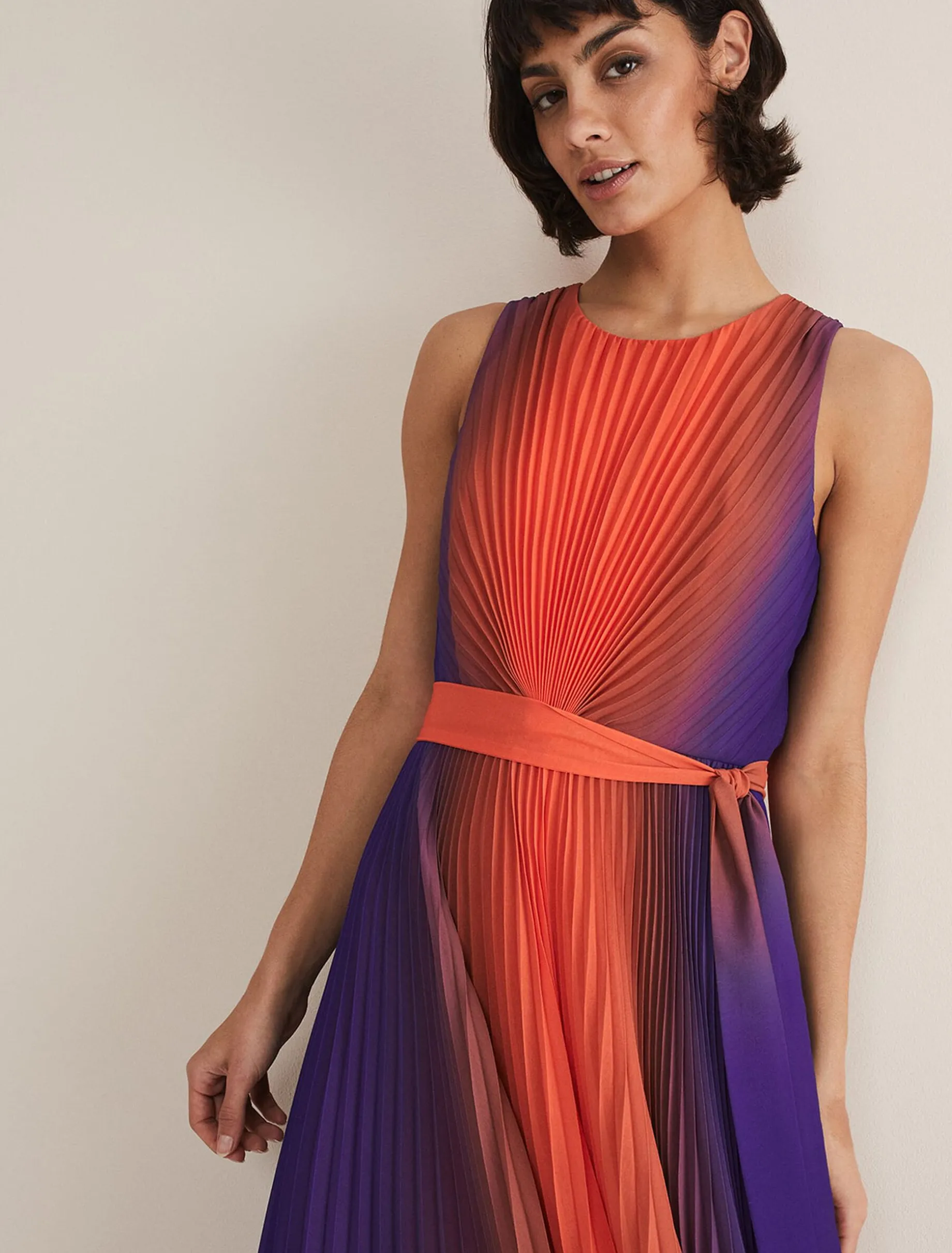Simara Ombre Pleated Midi Dress