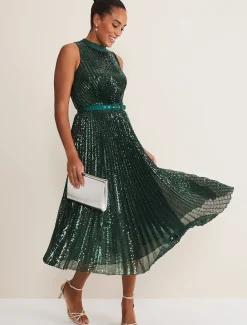 Simara Sequin Pleat Dress