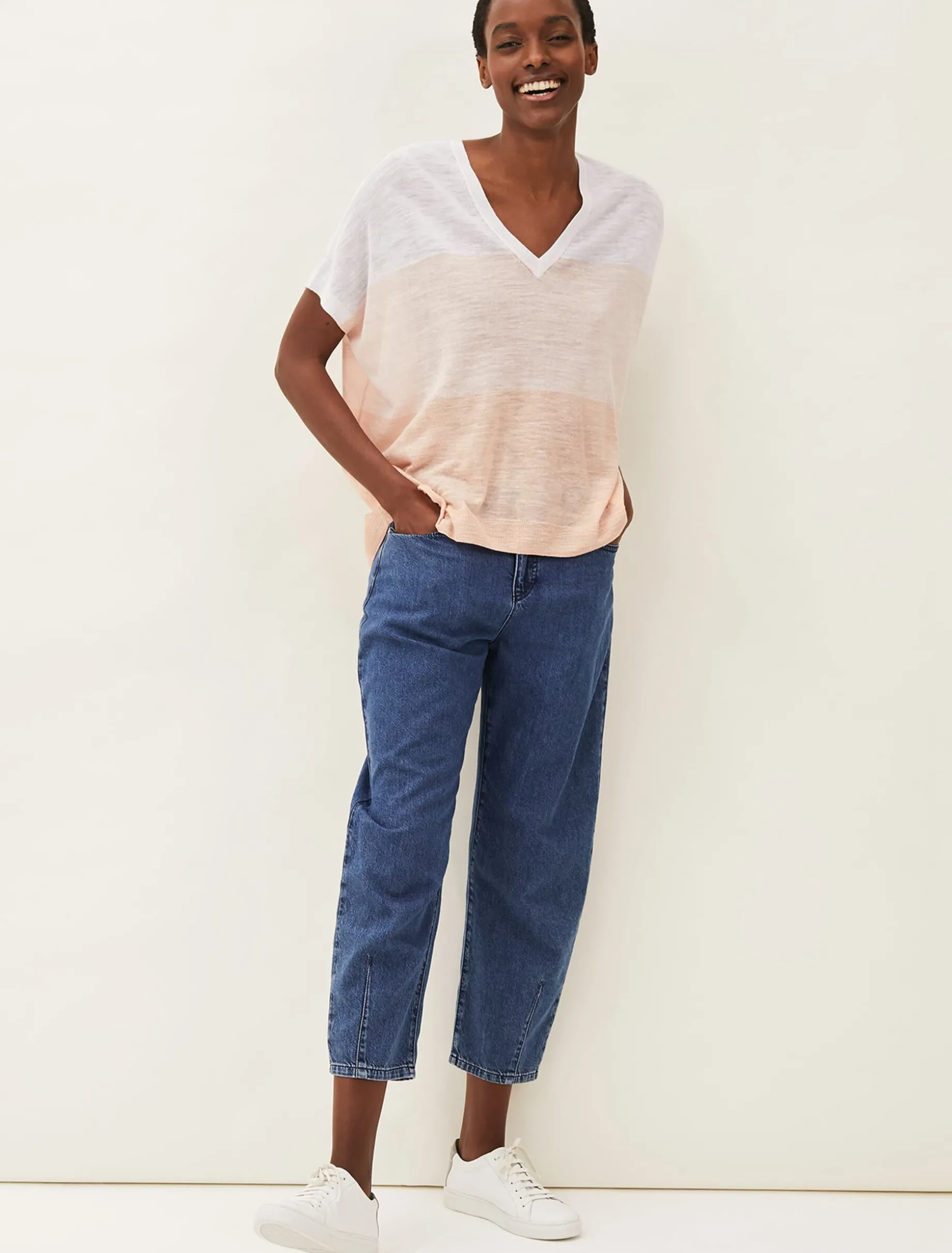 Simonea Colourblock Linen Top
