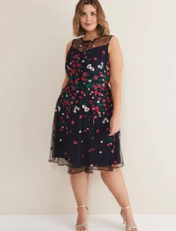 Sloane Mesh Ditsy Floral Dress