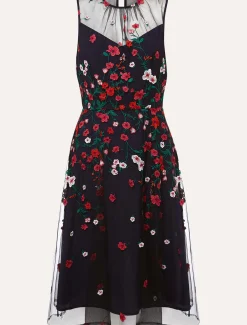 Sloane Mesh Ditsy Floral Dress