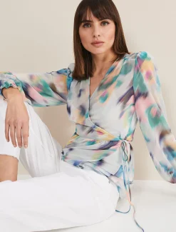 Sonya Printed Wrap Blouse