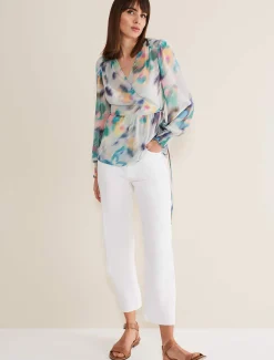 Sonya Printed Wrap Blouse