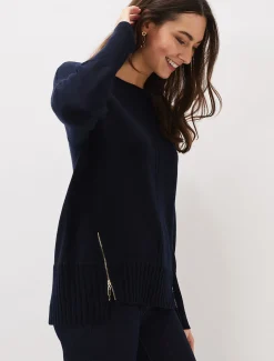 Steph Zip Detail Wool Blend Jumper