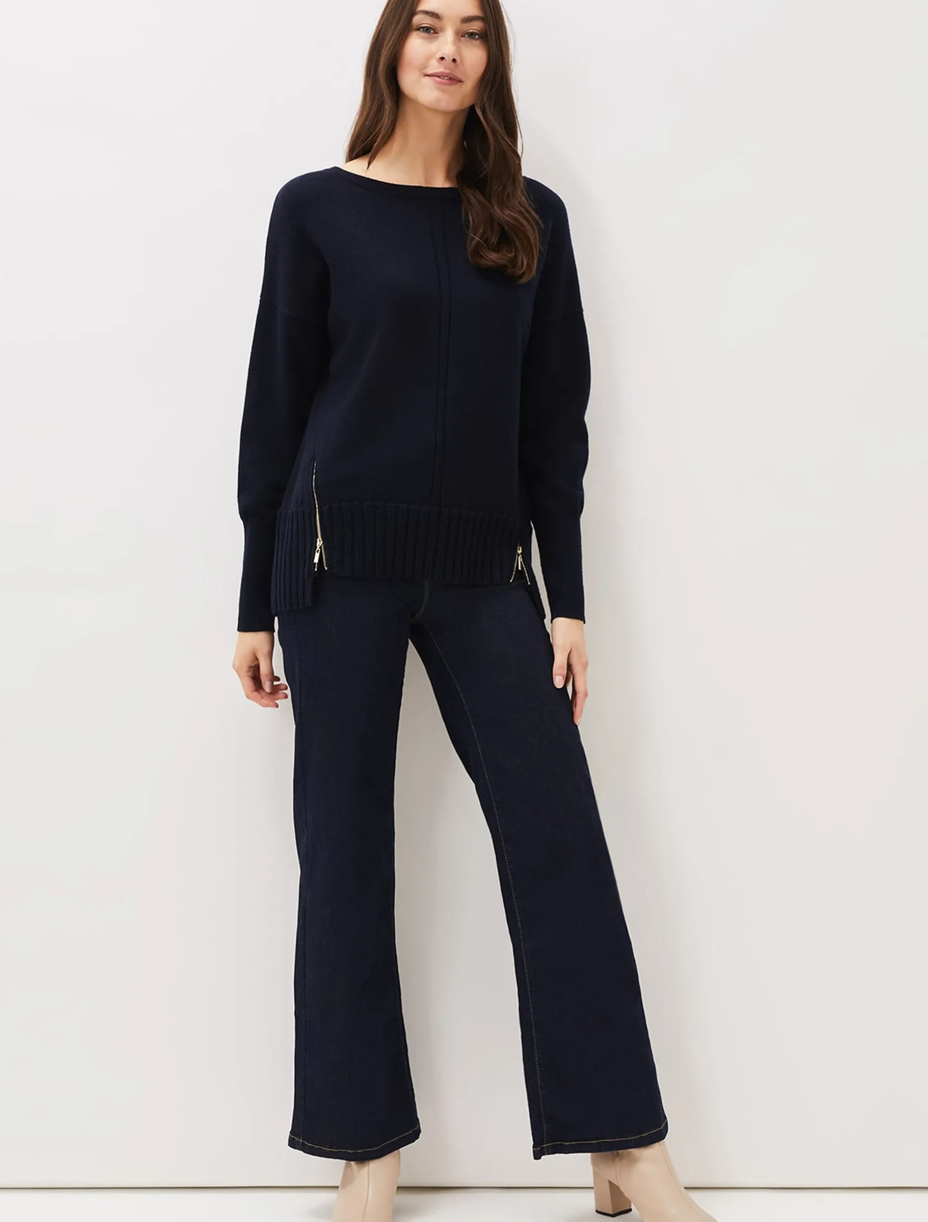 Steph Zip Detail Wool Blend Jumper