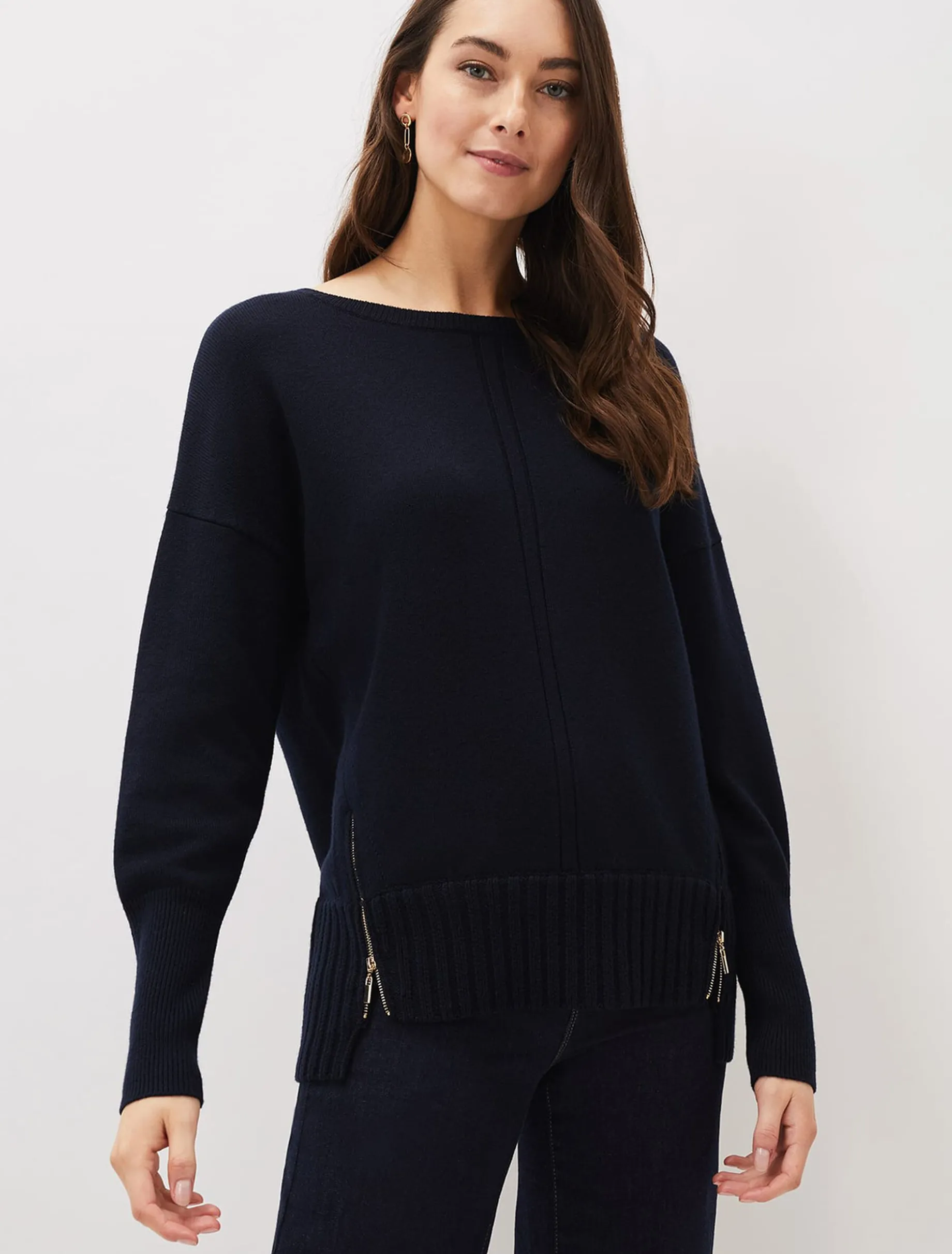 Steph Zip Detail Wool Blend Jumper