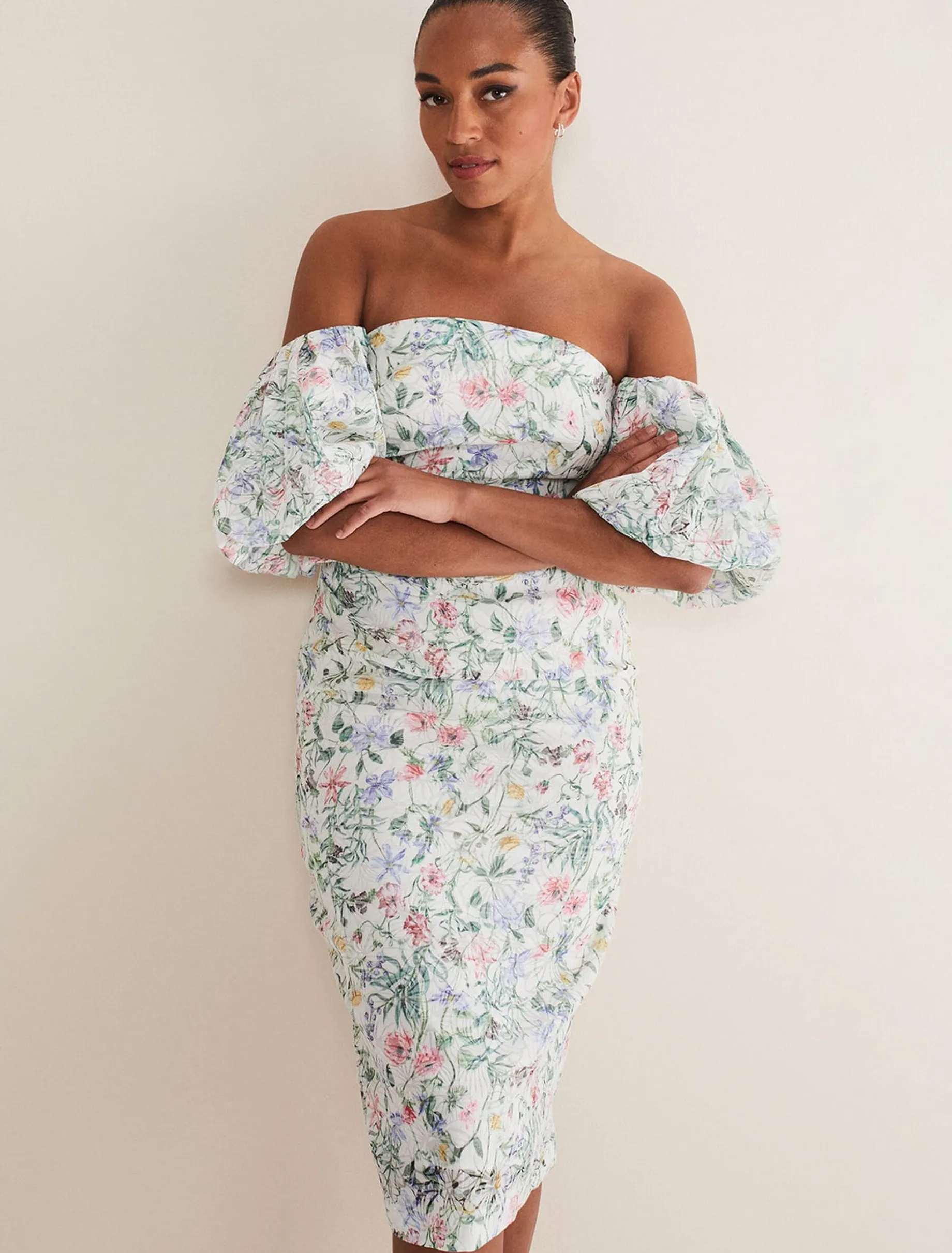 Stevie Floral Bodycon Midi Dress