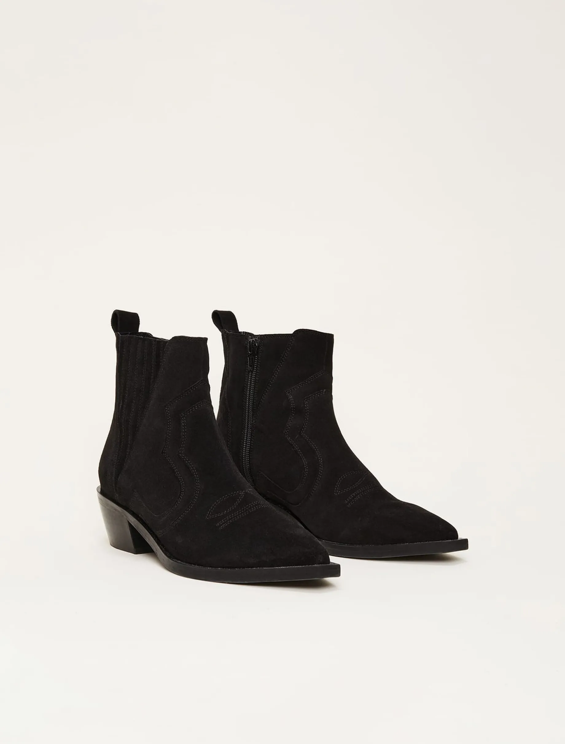 Stitch Detail Suede Ankle Boot
