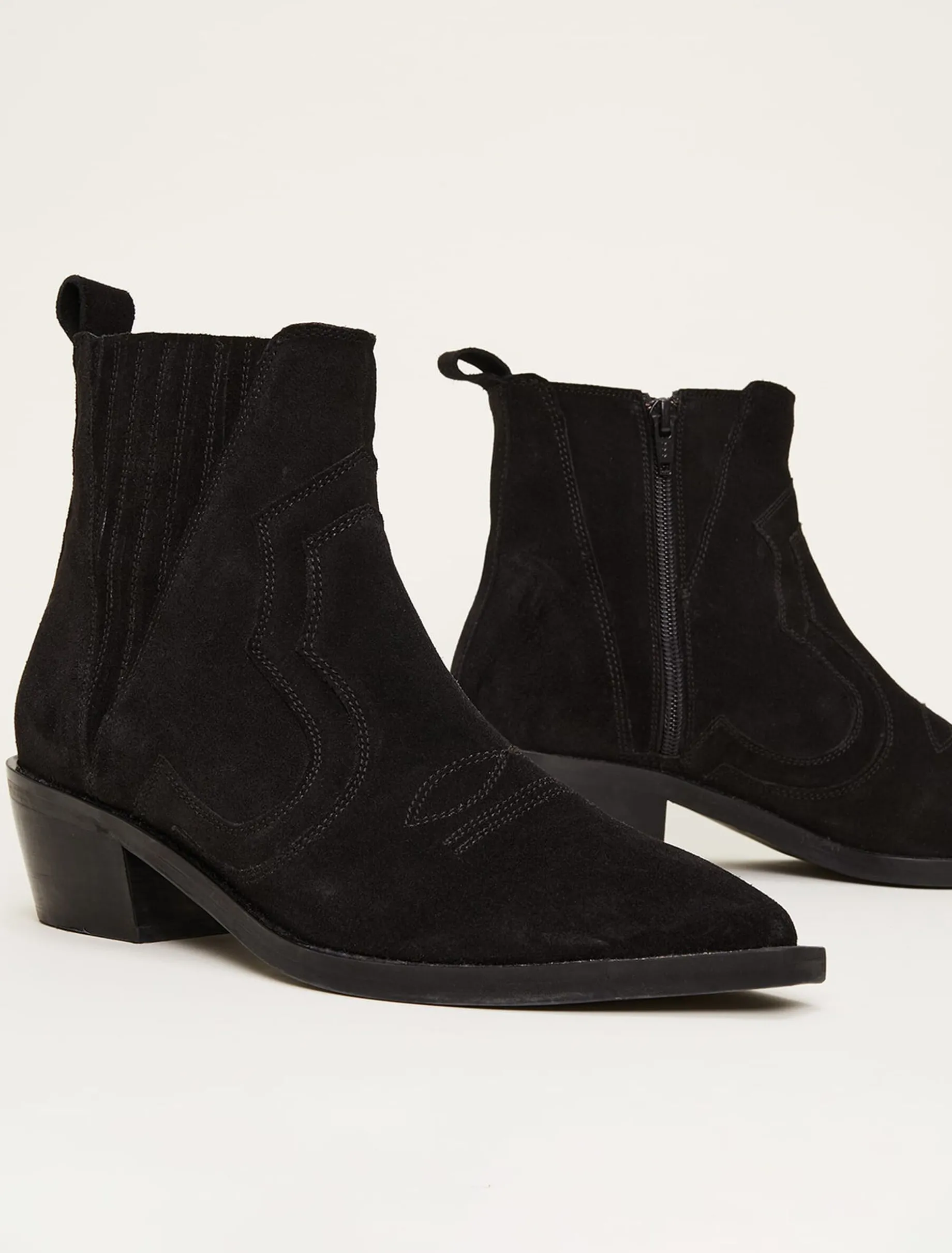 Stitch Detail Suede Ankle Boot