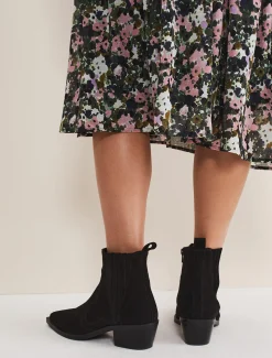 Stitch Detail Suede Ankle Boot