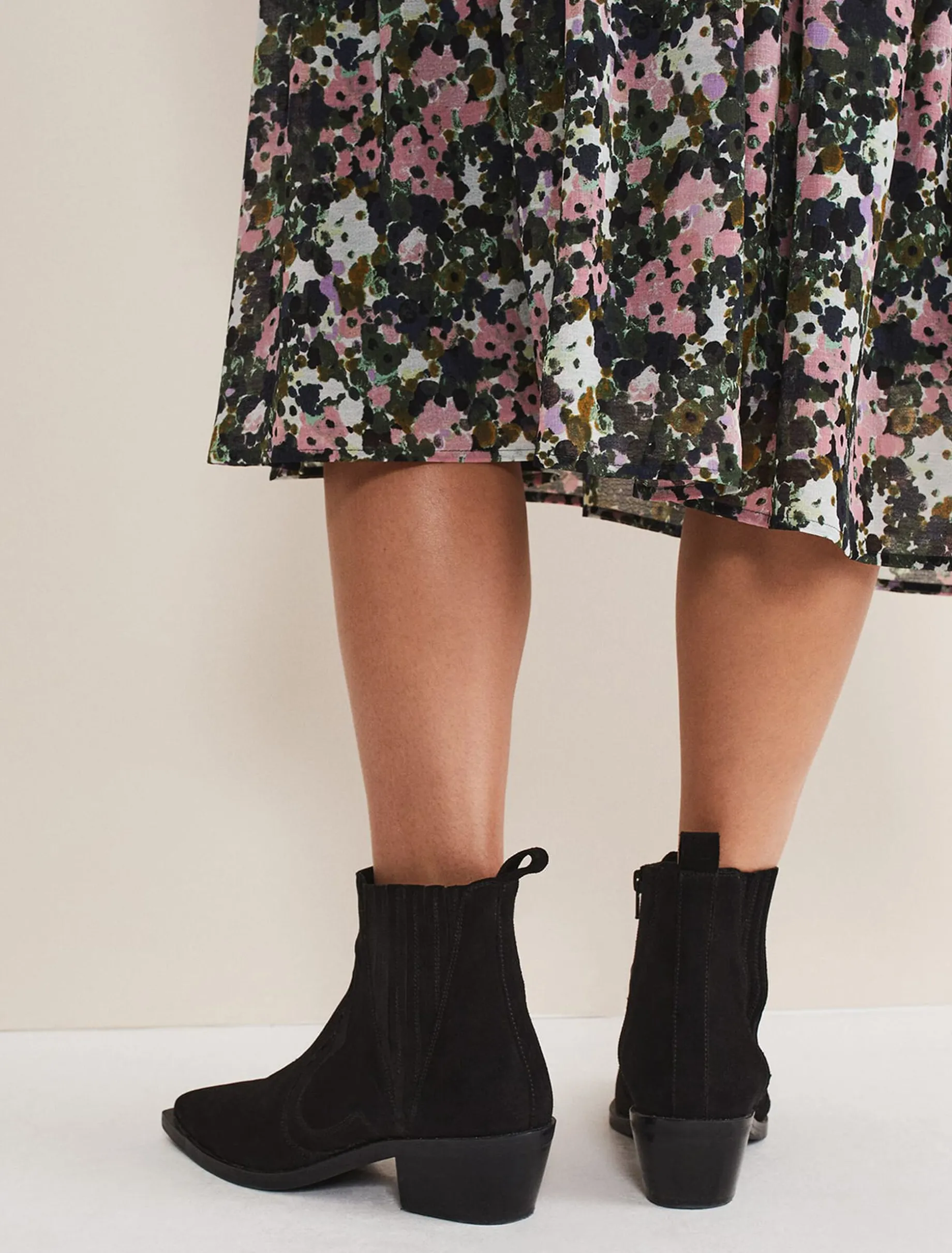 Stitch Detail Suede Ankle Boot