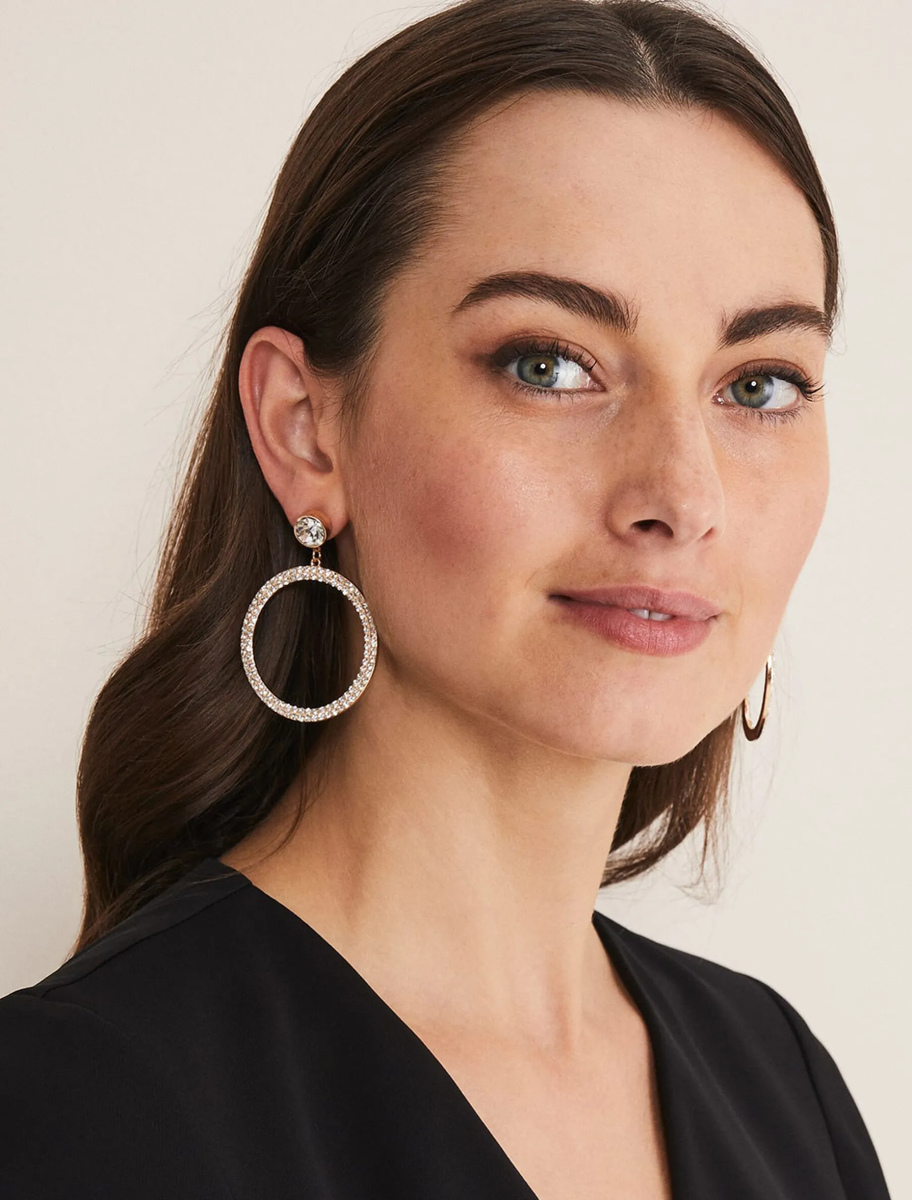 Stone Circle Drop Earring
