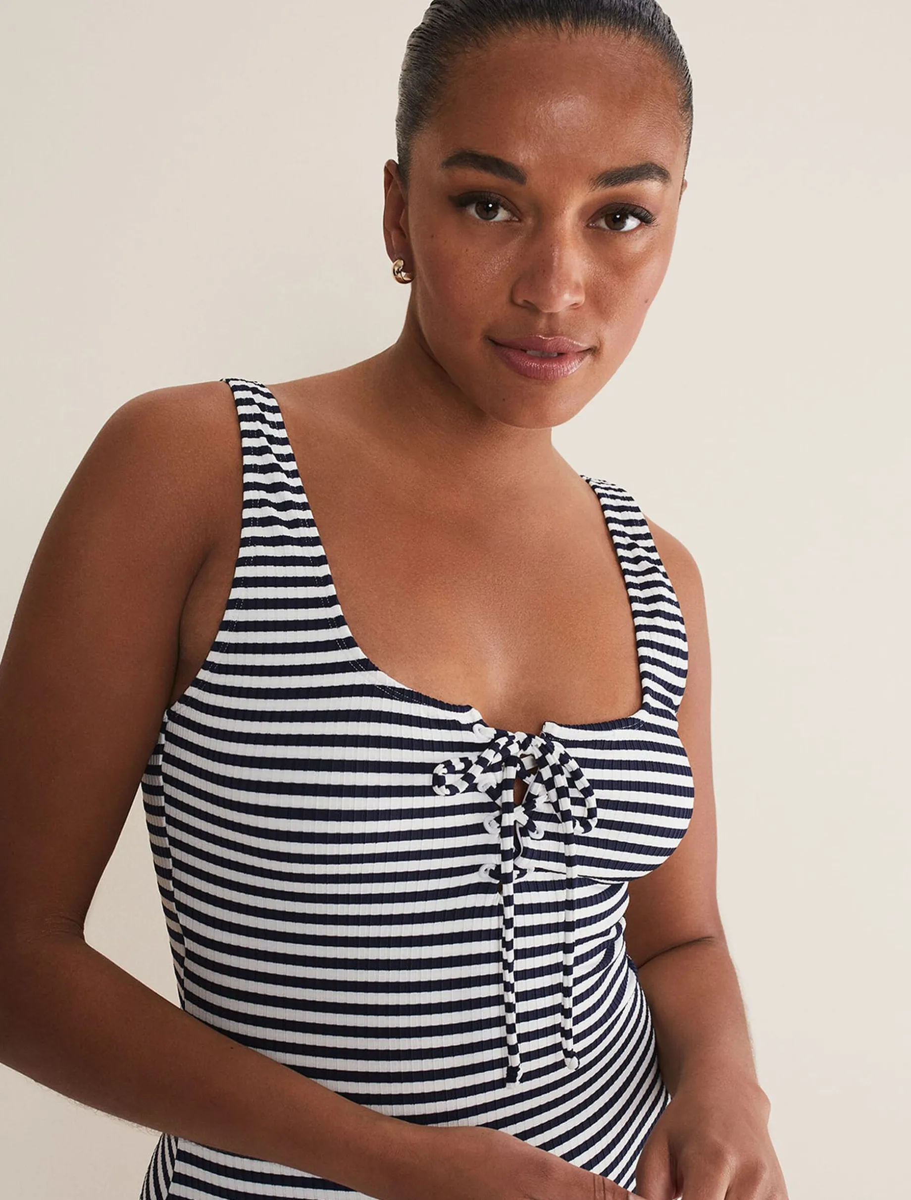 Striped Ribbed Swimsuit