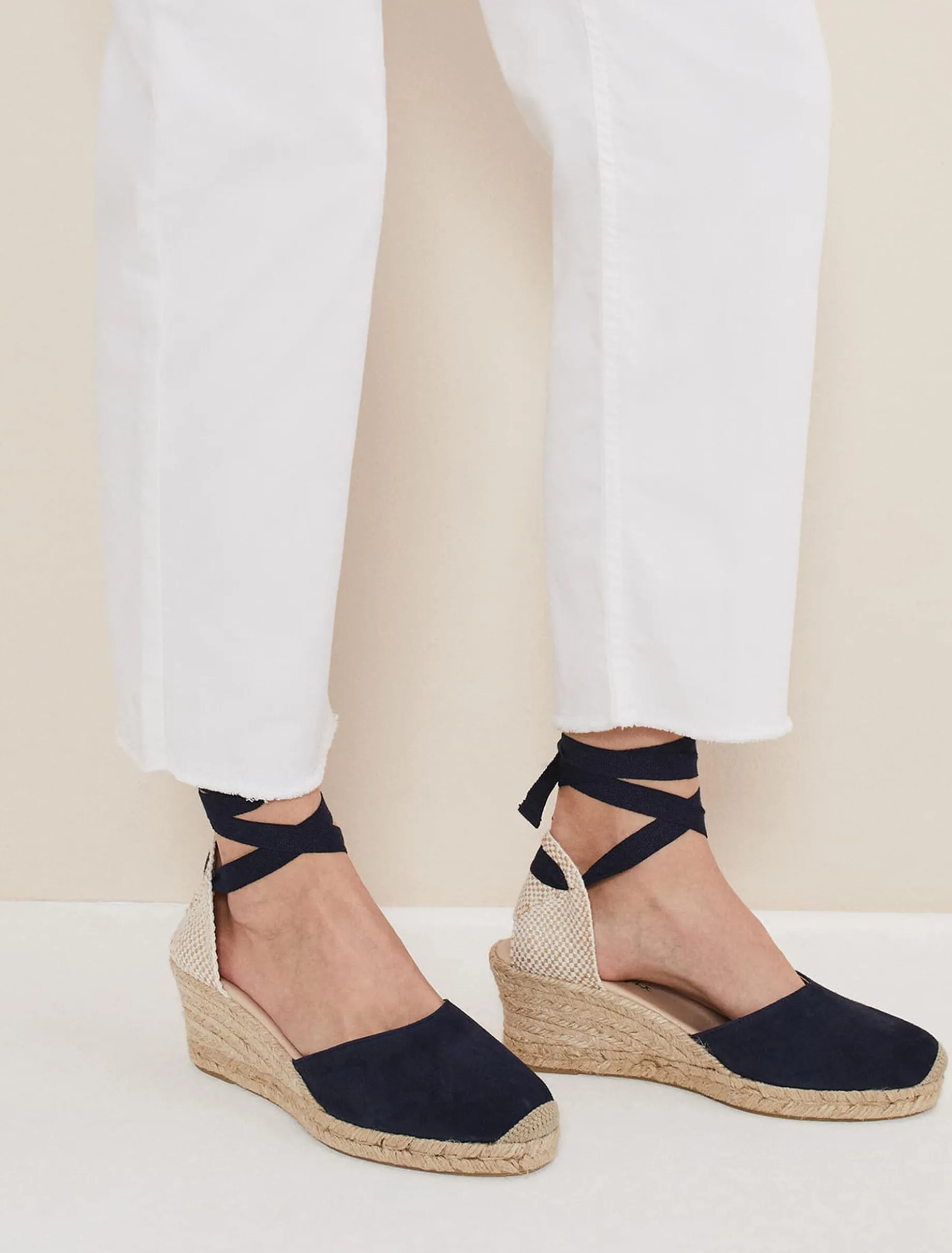 Suede Ankle Tie Espadrille Shoe