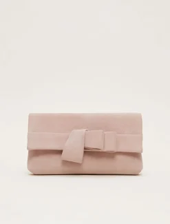 Suede Bow Front Clutch