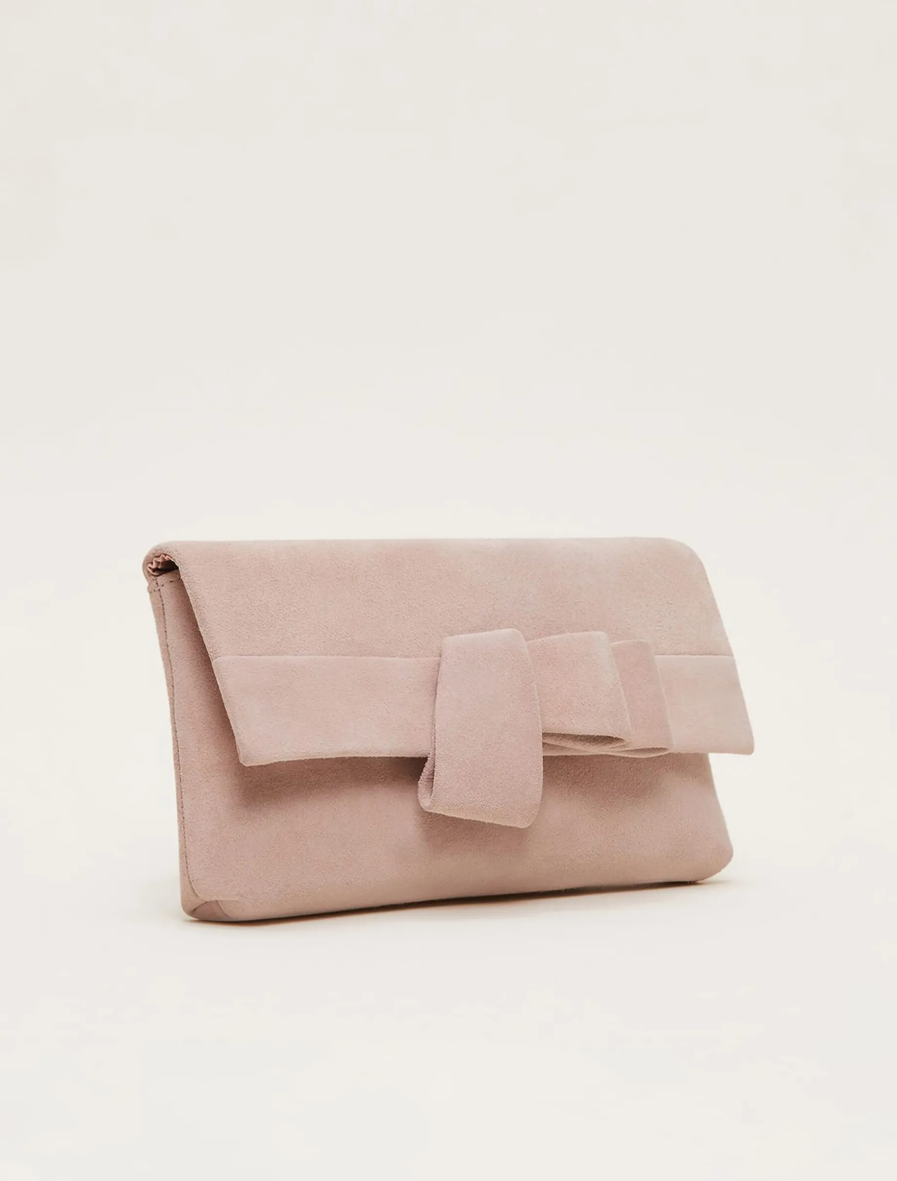 Suede Bow Front Clutch