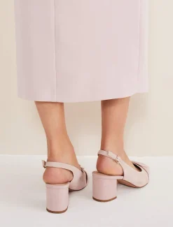 Suede Buckle Block Heel Shoe